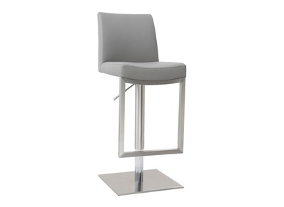 Tabouret de bar relevable gris et acier chrom&eacute; KYLE