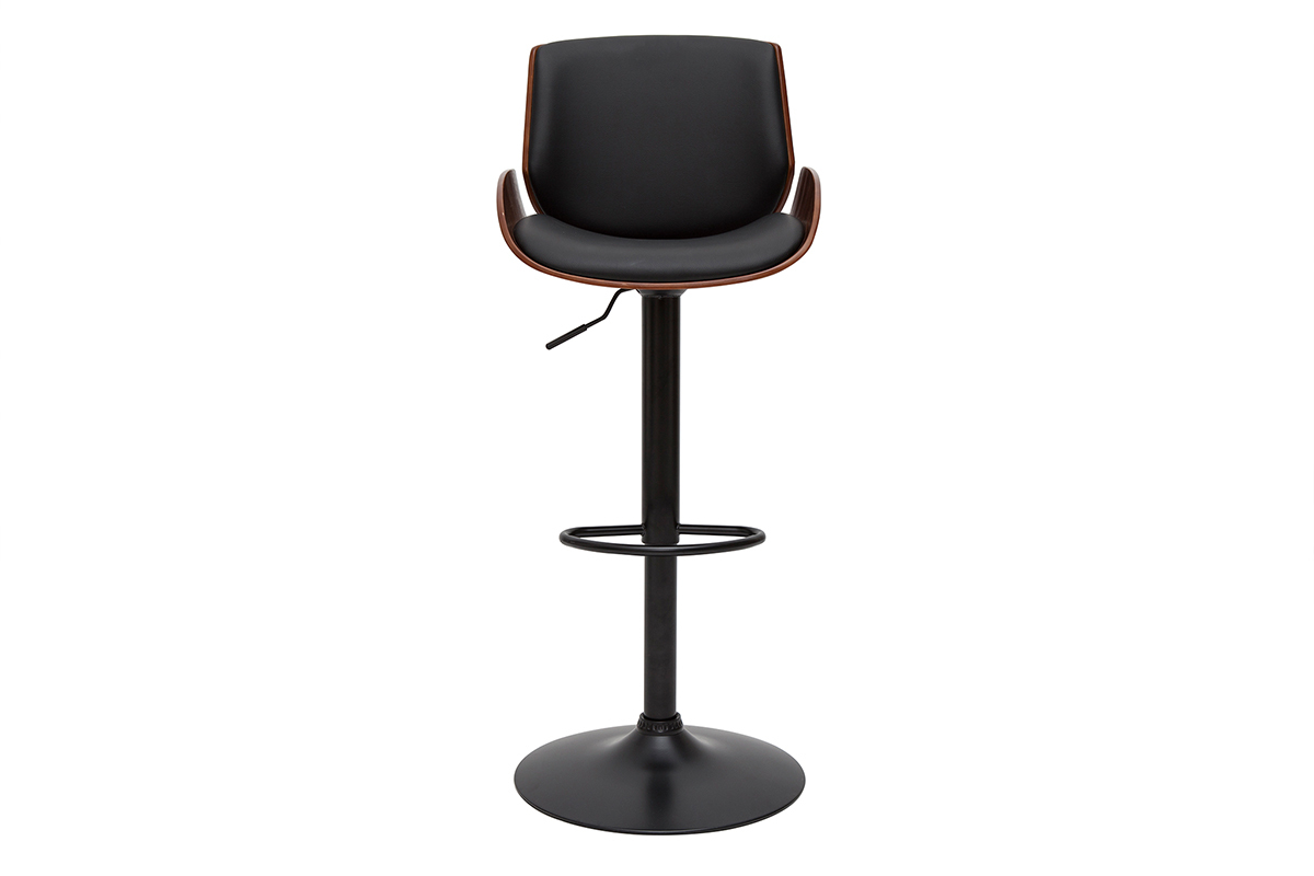 Tabouret de bar relevable noir et bois fonc� VESPER