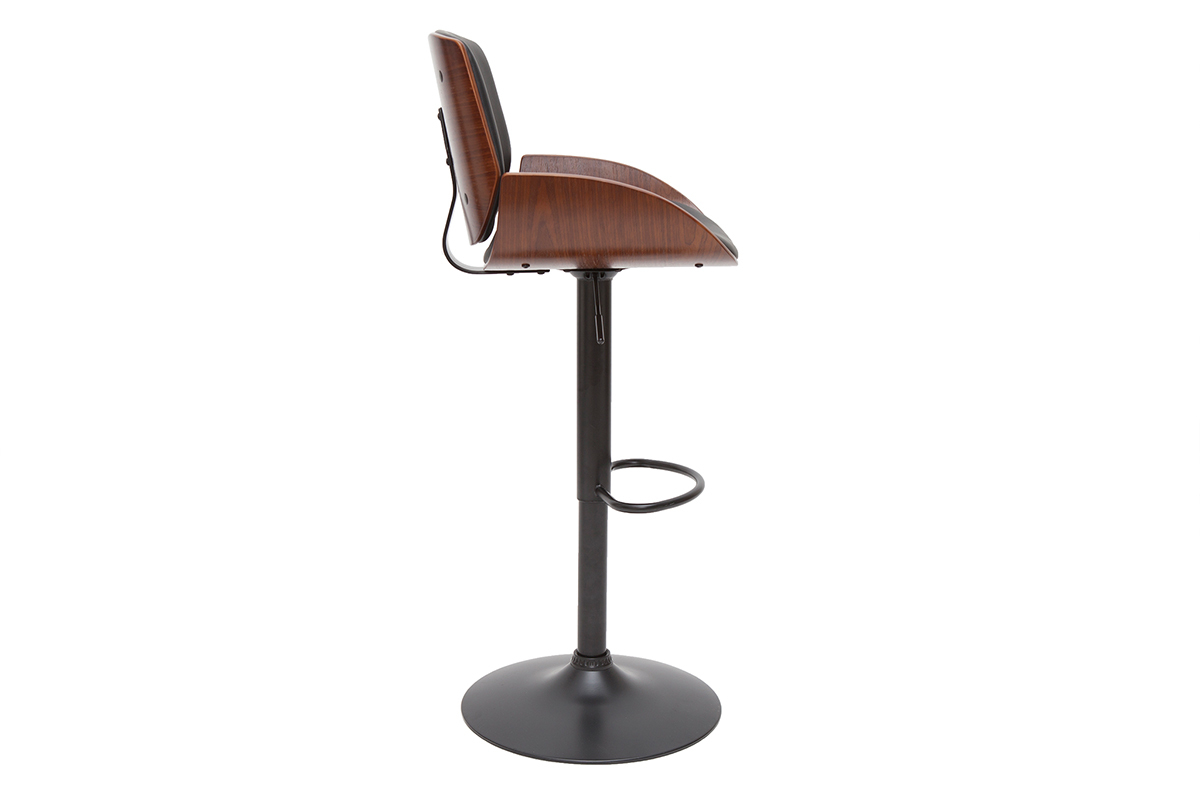Tabouret de bar relevable noir et bois fonc� VESPER