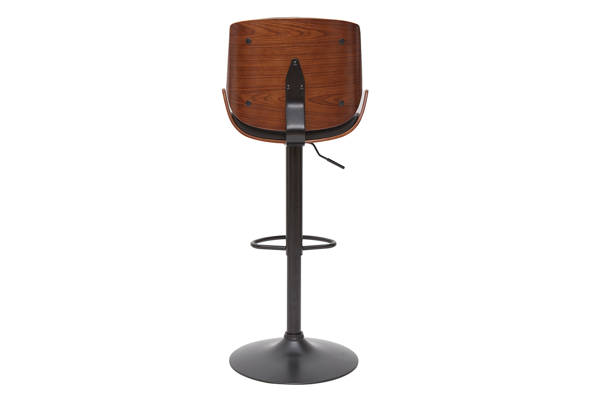 Tabouret de bar relevable noir et bois fonc� VESPER