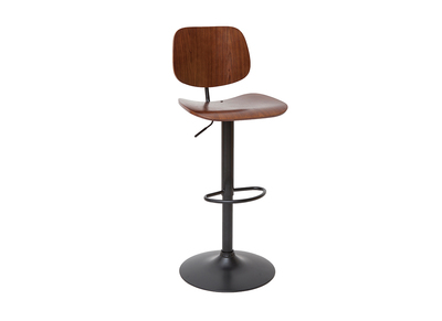 Tabouret de bar relevable noyer et m&eacute;tal noir TOBIAS