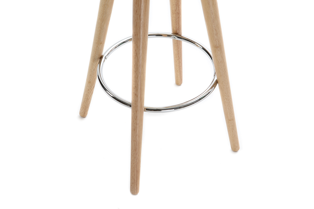 Tabouret de bar scandinave blanc et bois clair 66 cm NORDECO