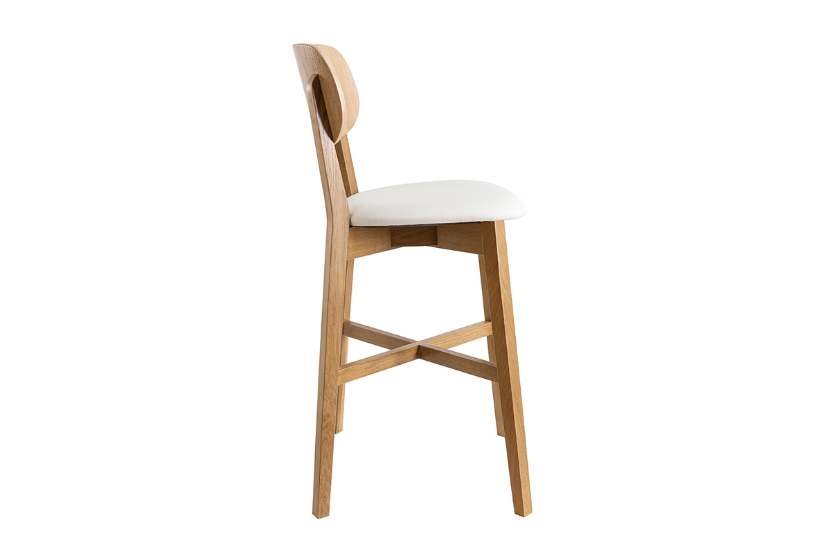 Tabourets de bar bois ch�ne et blanc H65 cm (lot de 2) LUCIA