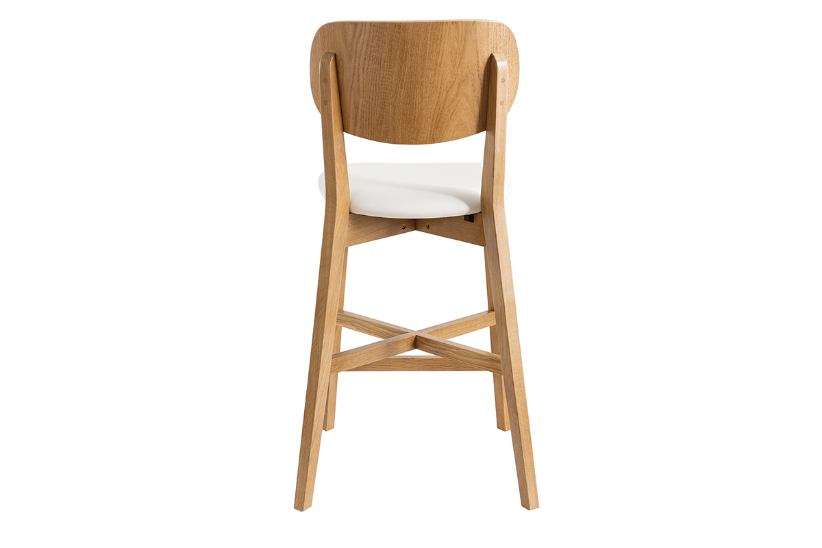 Tabourets de bar bois ch�ne et blanc H65 cm (lot de 2) LUCIA