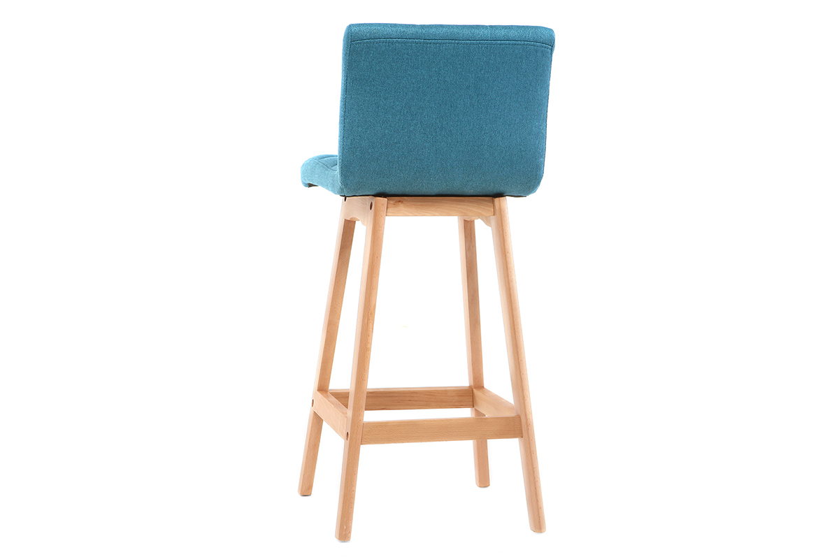 Tabourets de bar bois et bleu canard H65 cm (lot de 2) KLARIS