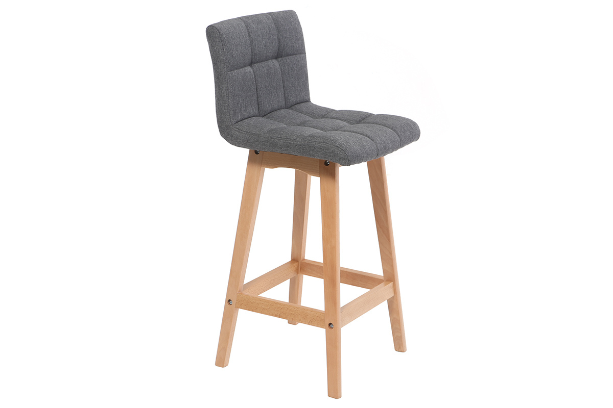 Tabourets de bar bois et gris fonc� H65 cm (lot de 2) KLARIS
