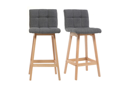 Tabourets de bar bois et gris fonc&eacute; H65 cm (lot de 2) KLARIS