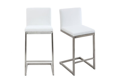 Tabourets de bar design blancs avec pieds m&eacute;tal H66 cm (lot de 2) STELLAR