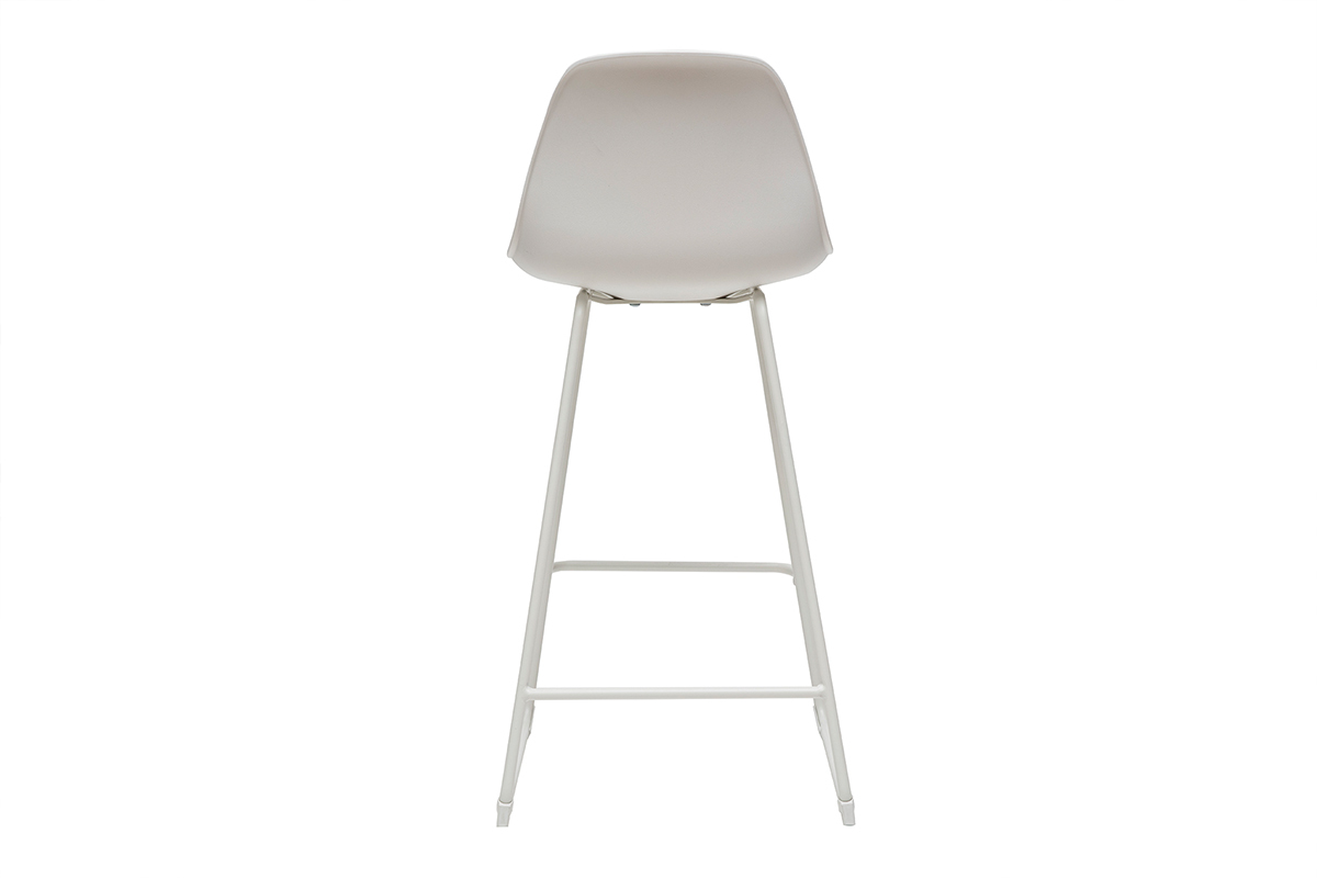 Tabourets de bar design blancs pieds m�tal 66 cm (lot de 2) FRANZ