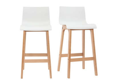 Tabourets de bar design bois et blanc H65 cm (lot de 2) NEW SURF