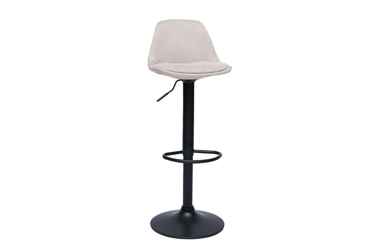 Tabourets de bar design en tissu effet velours textur� beige (lot de 2) STEEVY