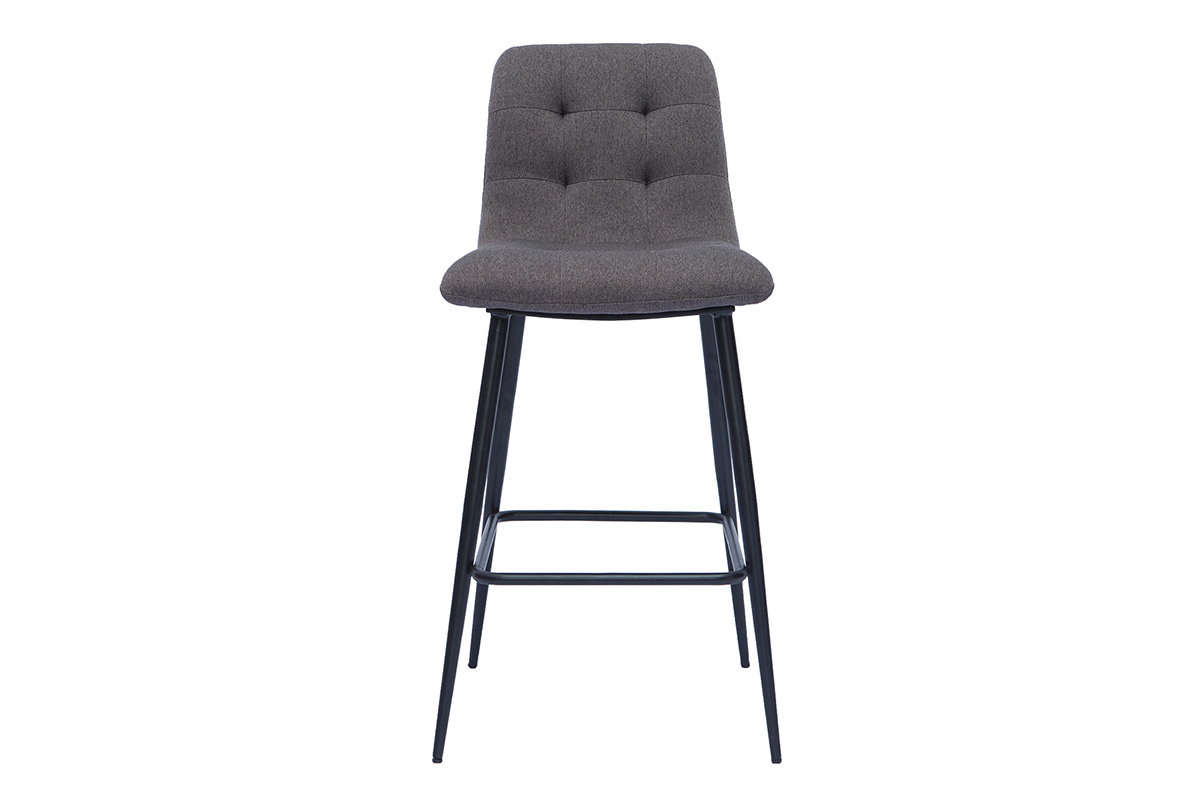 Tabourets de bar design en tissu gris et m�tal H65 cm (lot de 2) ESCAPE