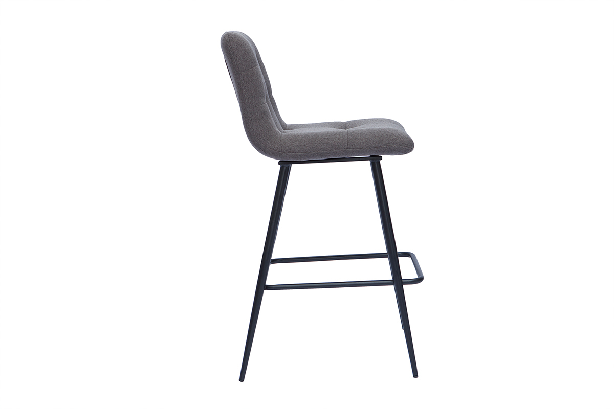 Tabourets de bar design en tissu gris et m�tal H65 cm (lot de 2) ESCAPE