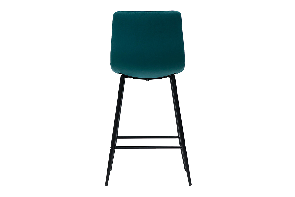 Tabourets de bar design en velours bleu p�trole H65 cm (lot de 2) MAXWELL