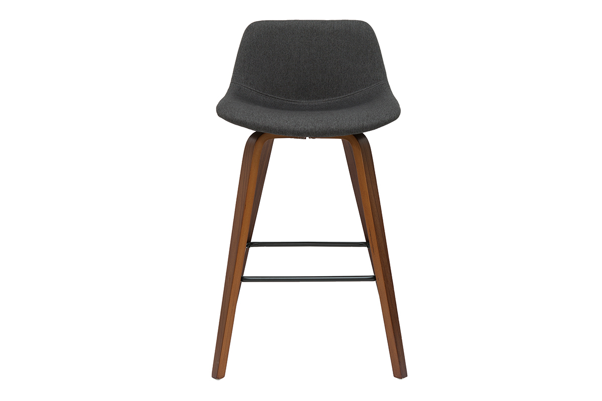 Tabourets de bar design gris fonc� et noyer H65 cm (lot de 2) NONIE