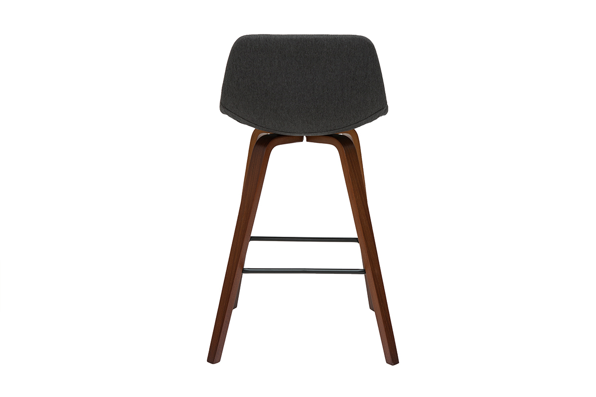 Tabourets de bar design gris fonc� et noyer H65 cm (lot de 2) NONIE