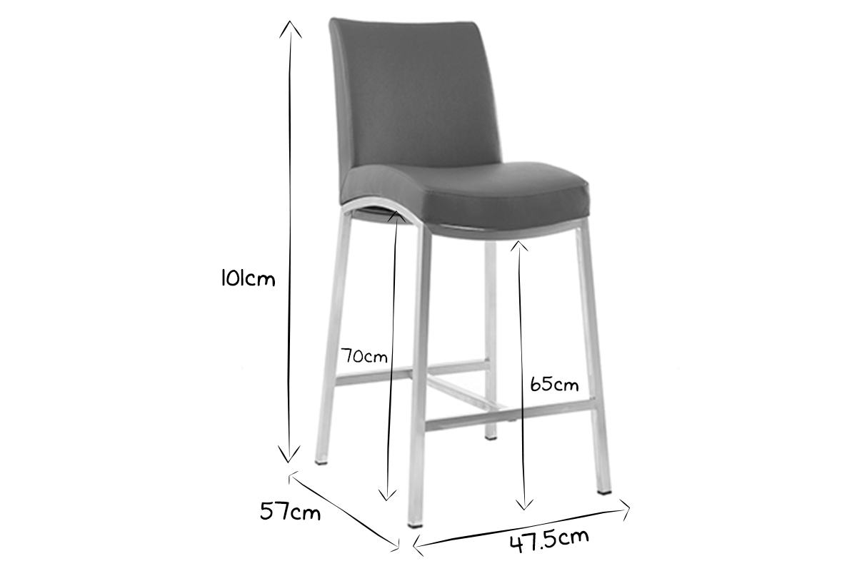Tabourets de bar design gris fonc� H70 cm (lot de 2) OLLY