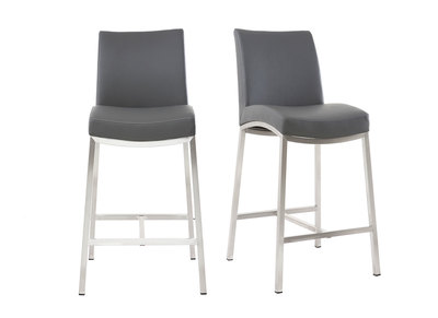 Tabourets de bar design gris fonc&eacute; H70 cm (lot de 2) OLLY