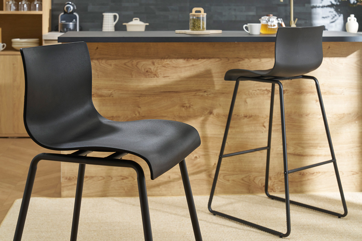Tabourets de bar design noir 76 cm (lot de 2) ONA