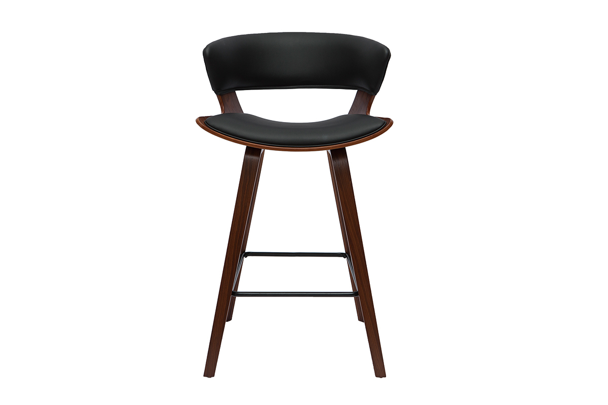 Tabourets de bar design noir et bois fonc� H65 cm (lot de 2) SYRAH