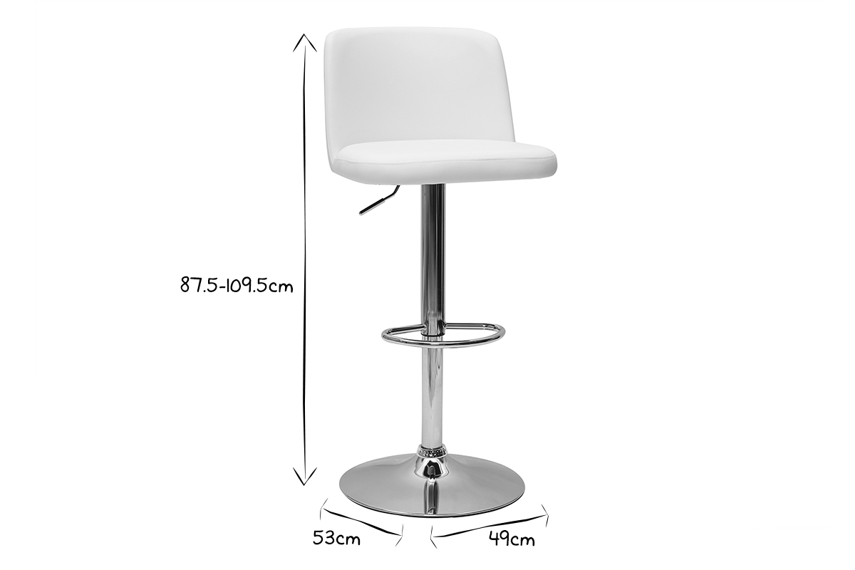 Tabourets de bar design r�glables blancs (lot de 2) MONTI