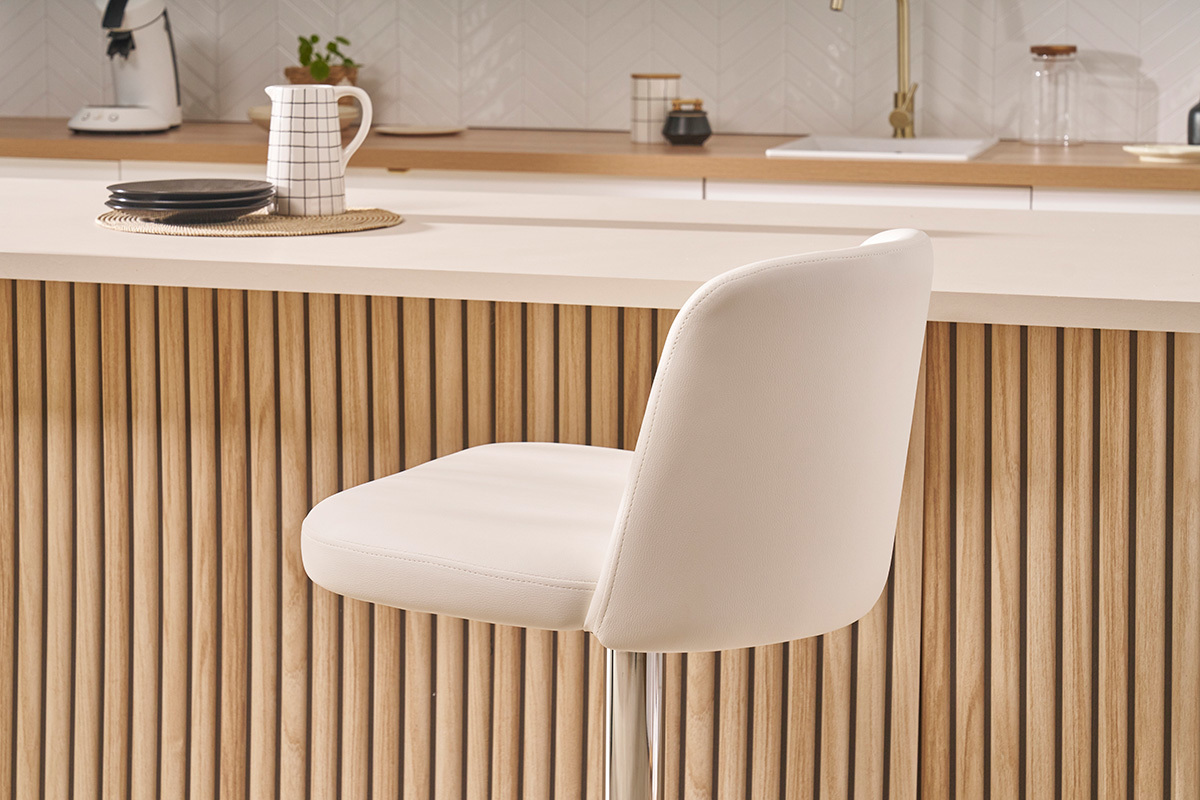 Tabourets de bar design r�glables blancs (lot de 2) MONTI