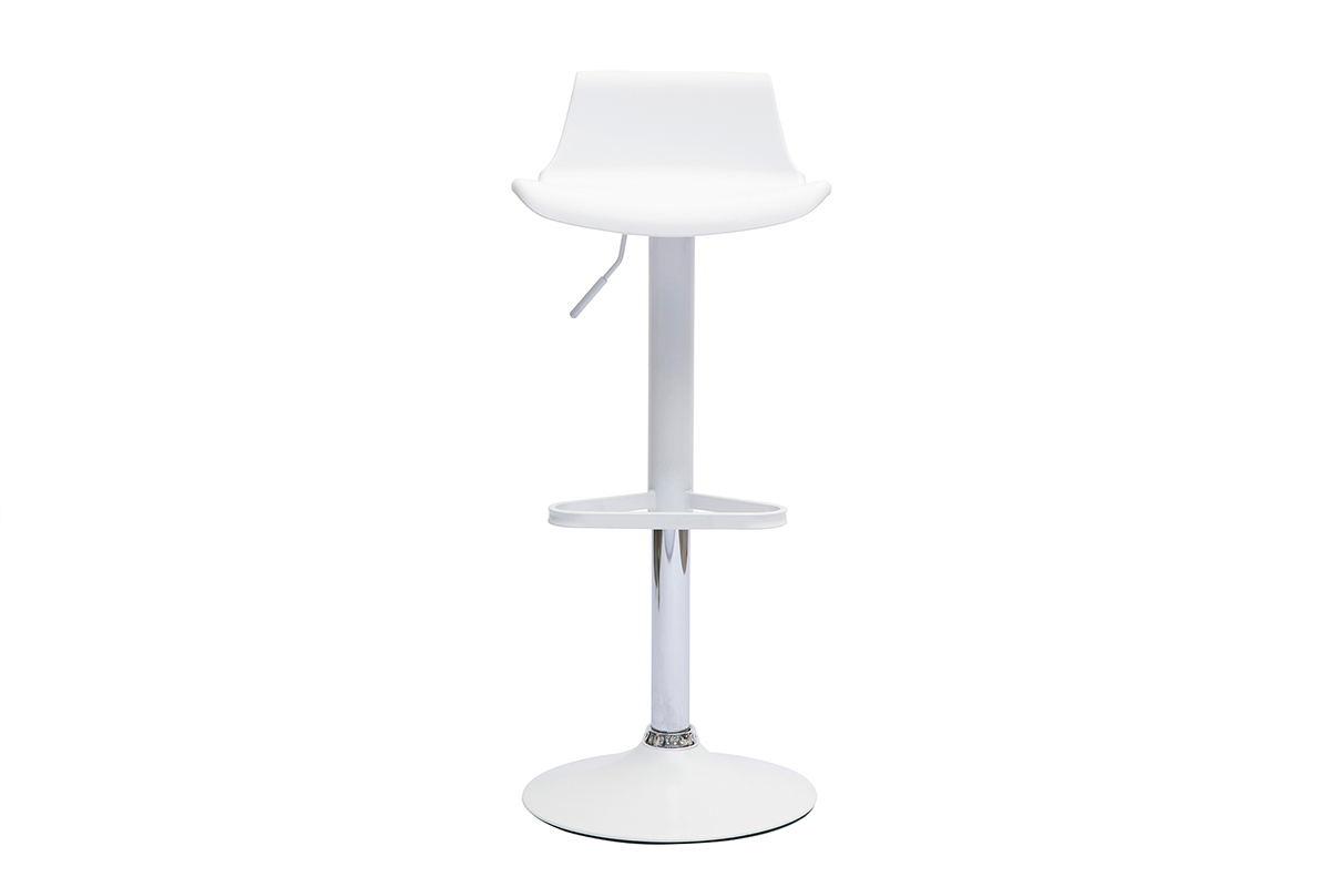 Tabourets de bar design r�glables blancs 360� (lot de 2) KRONOS