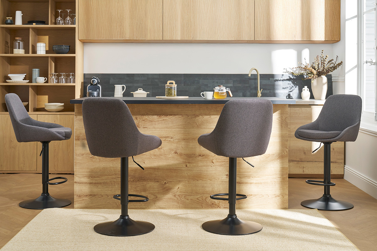 Tabourets de bar design r�glables gris fonc� (lot de 2) HOLO