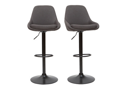 Tabourets de bar design r&eacute;glables gris fonc&eacute; (lot de 2) HOLO