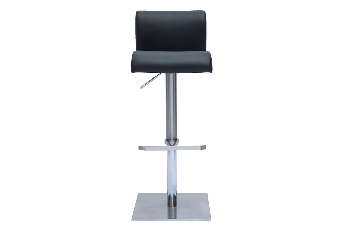 Tabourets de bar design r�glables noir et inox bross� (lot de 2) SHEINA