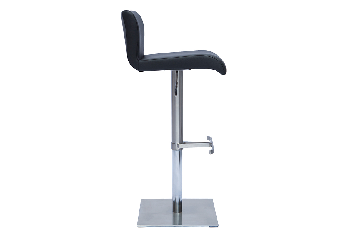 Tabourets de bar design r�glables noir et inox bross� (lot de 2) SHEINA
