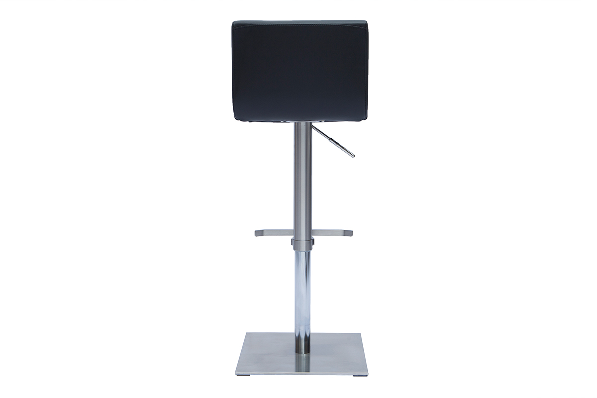 Tabourets de bar design r�glables noir et inox bross� (lot de 2) SHEINA