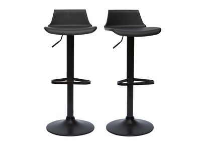Tabourets de bar design r&eacute;glables noirs 360&deg; (lot de 2) KRONOS