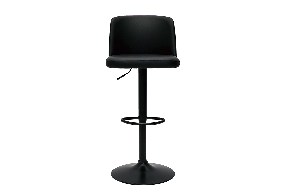 Tabourets de bar design r�glables noirs et m�tal noir (lot de 2) MONTI