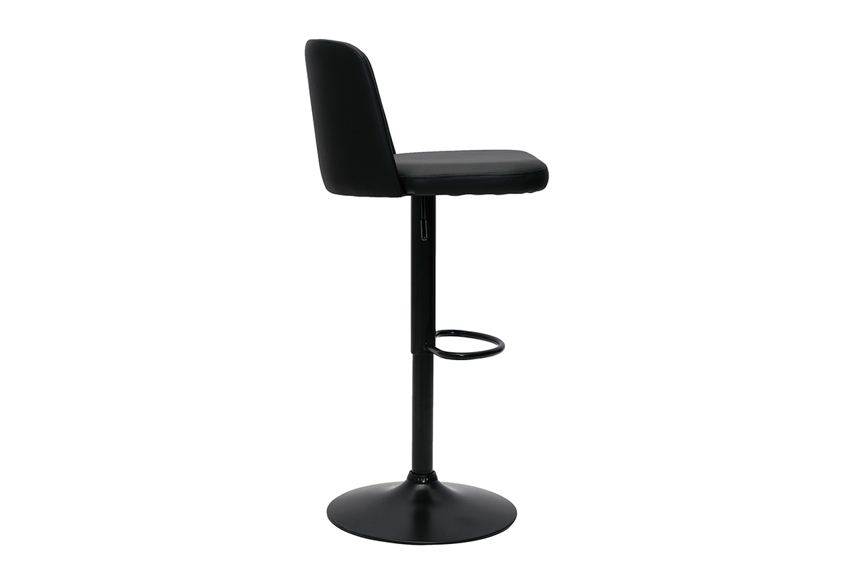 Tabourets de bar design r�glables noirs et m�tal noir (lot de 2) MONTI