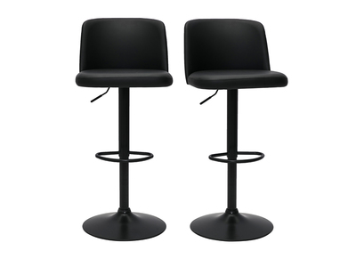 Tabourets de bar design r&eacute;glables noirs et m&eacute;tal noir (lot de 2) MONTI