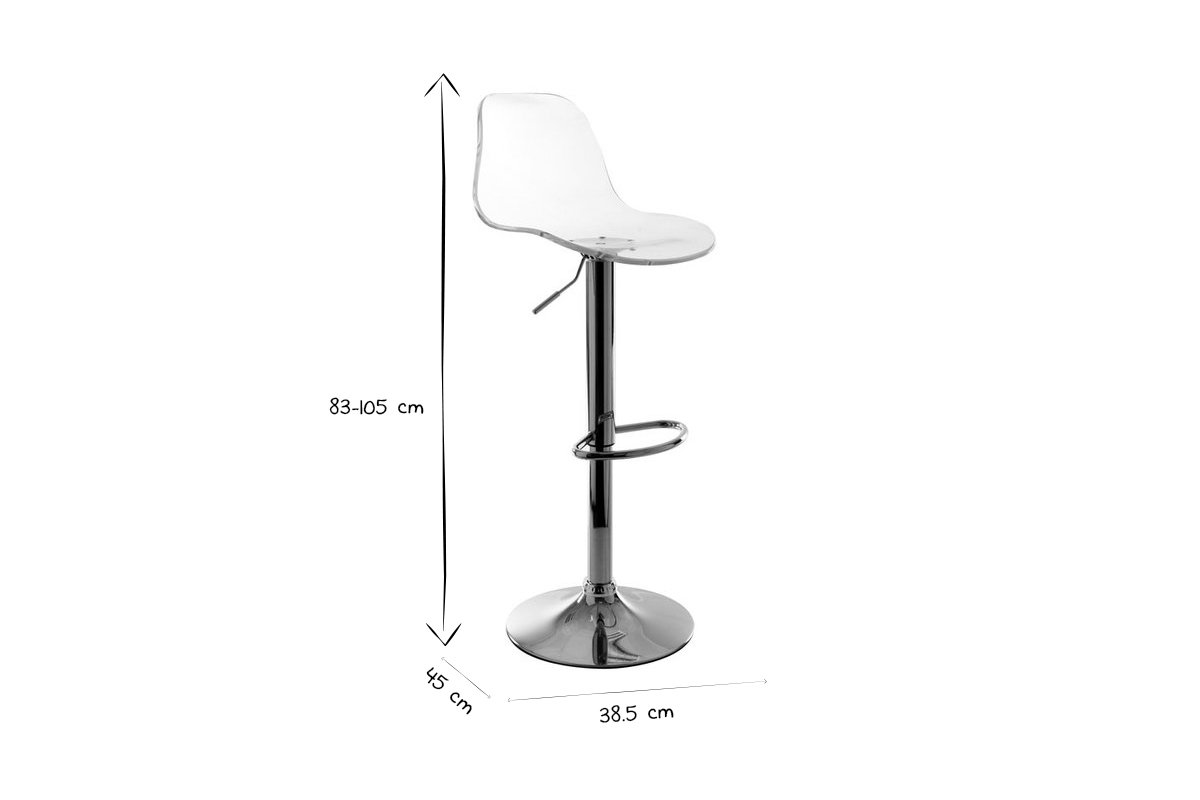 Tabourets de bar design r�glables transparents (lot de 2) GALILEO