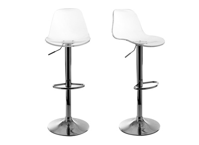 Tabourets de bar design r&eacute;glables transparents (lot de 2) GALILEO