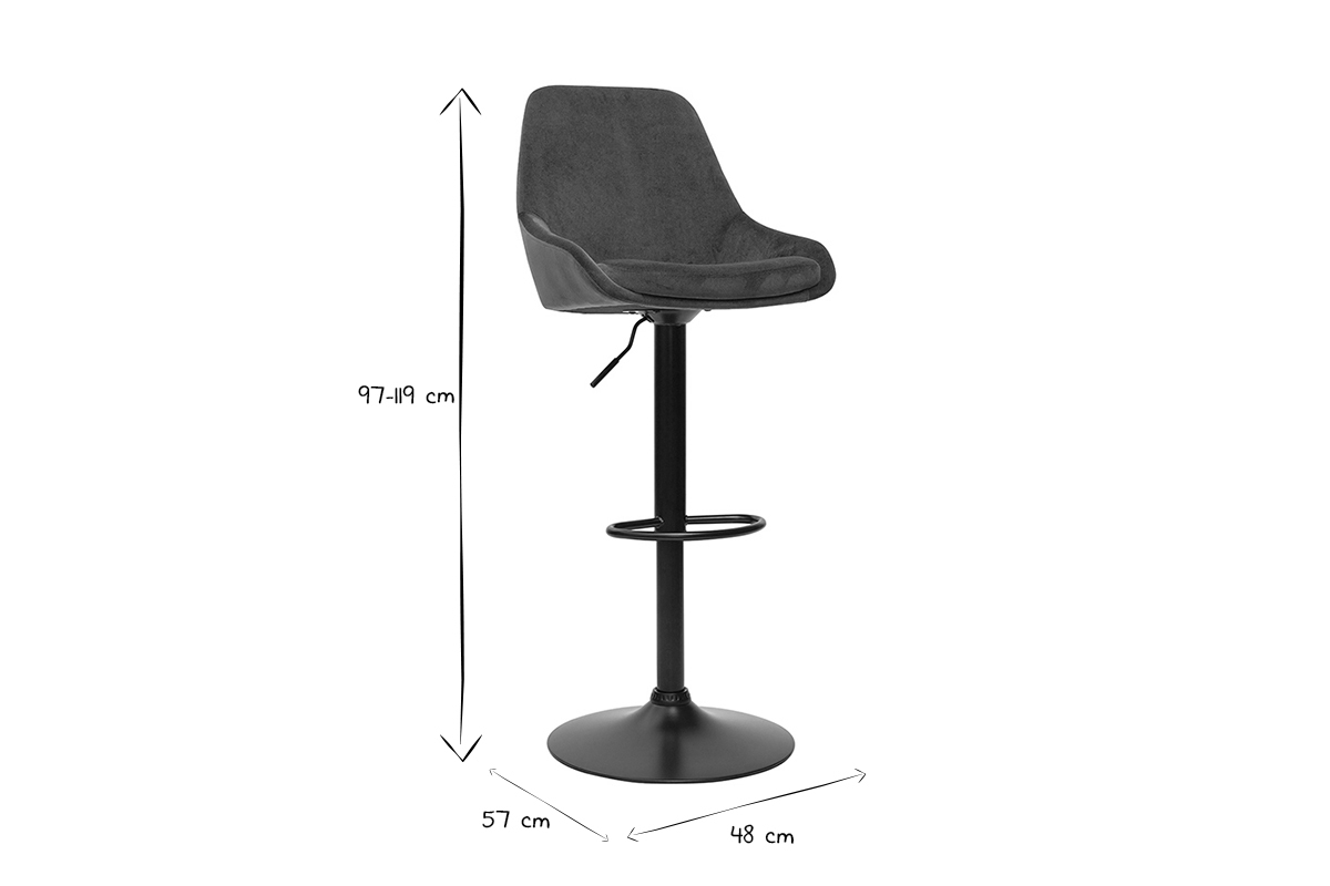 Tabourets de bar design r�glables velours bleu p�trole (lot de 2) HOLO