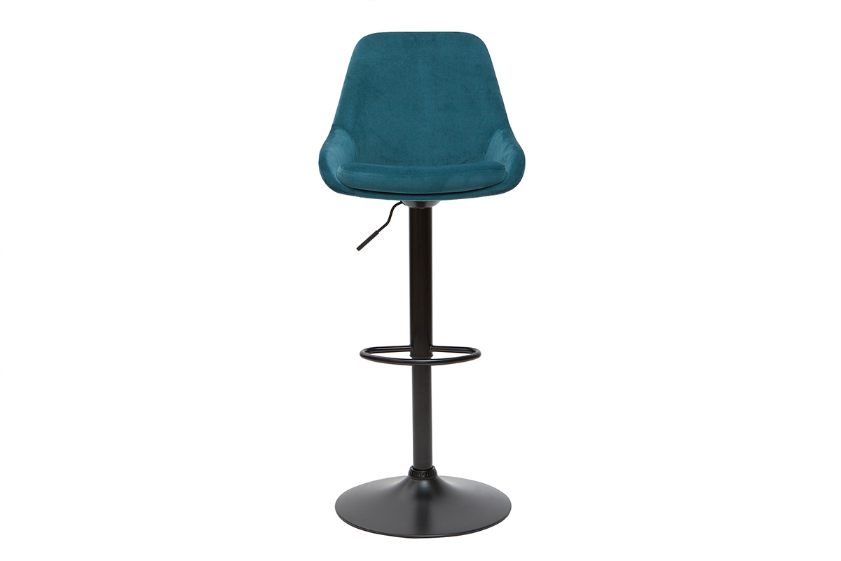 Tabourets de bar design r�glables velours bleu p�trole (lot de 2) HOLO