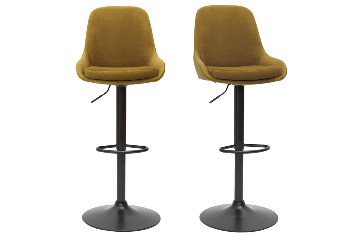 Tabourets de bar design r�glables velours bronze (lot de 2) HOLO