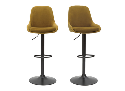 Tabourets de bar design r&eacute;glables velours bronze (lot de 2) HOLO