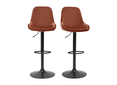 Tabourets de bar design r&eacute;glables velours rouge tomette (lot de 2) HOLO