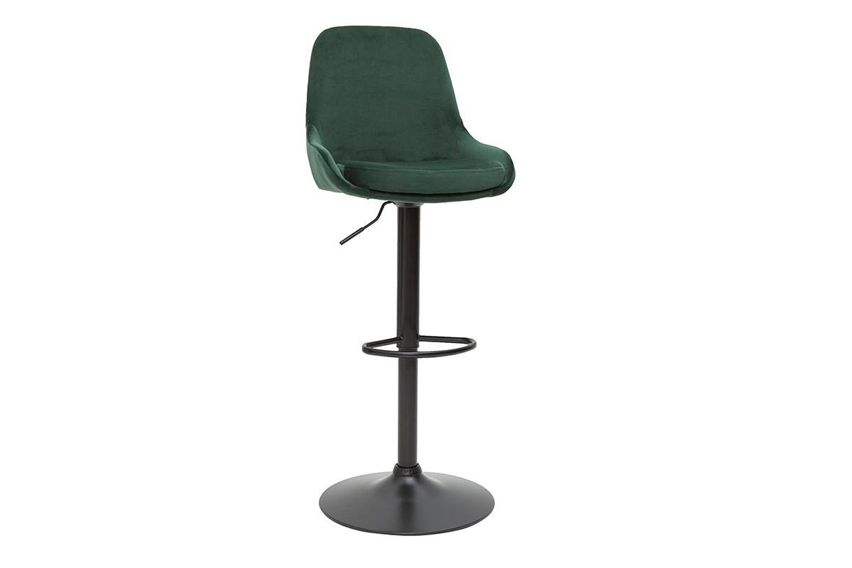Tabourets de bar design r�glables velours vert (lot de 2) HOLO