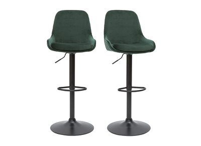 Tabourets de bar design r&eacute;glables velours vert (lot de 2) HOLO