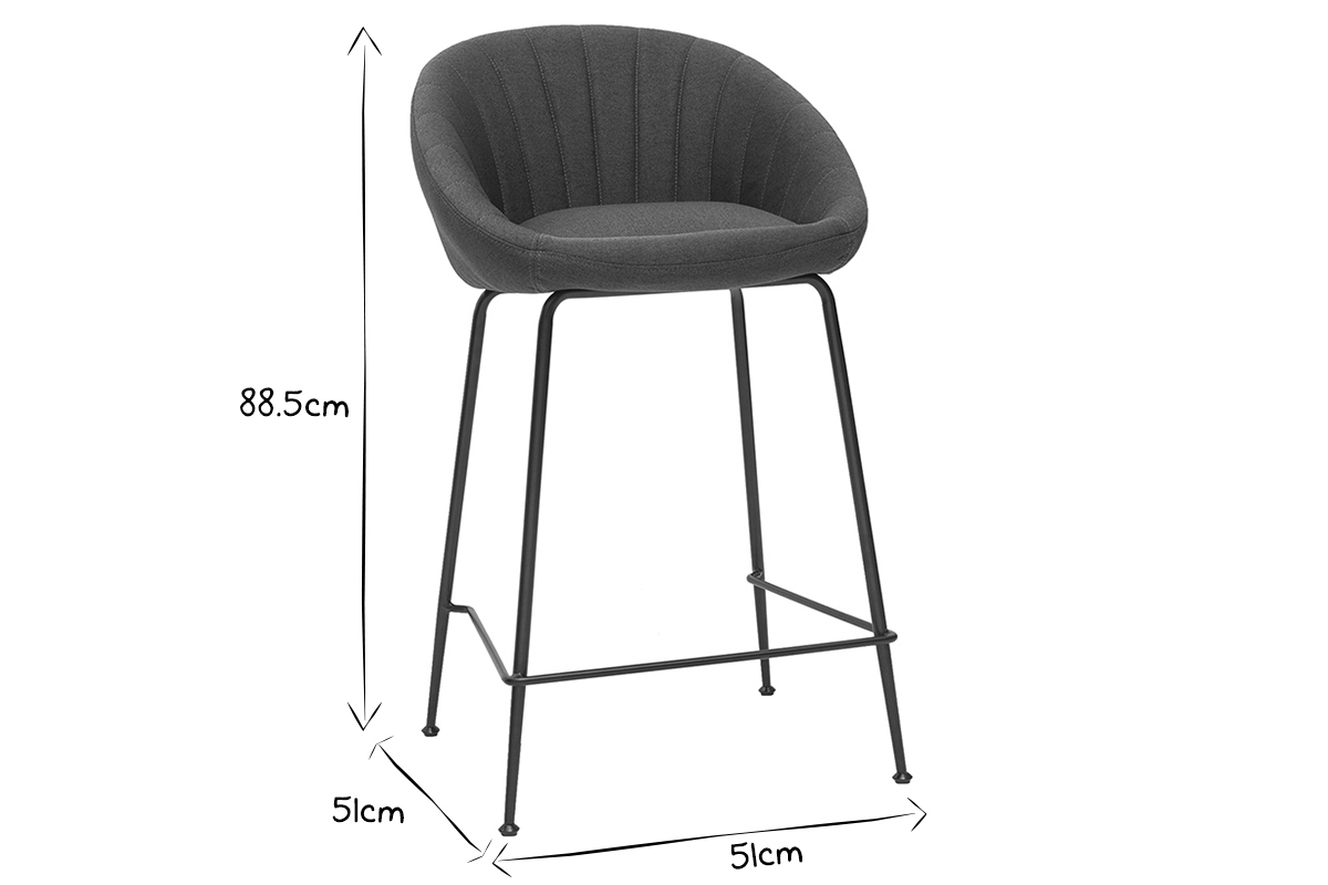 Tabourets de bar design tissu gris fonc� 65 cm (lot de 2) SHERU