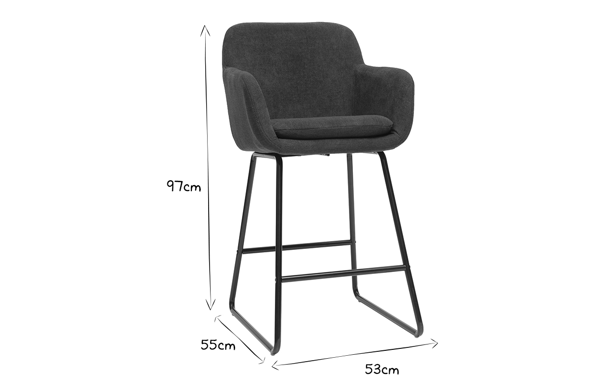 Tabourets de bar effet velours gris fonc� H65 cm (lot de 2) AMIKA