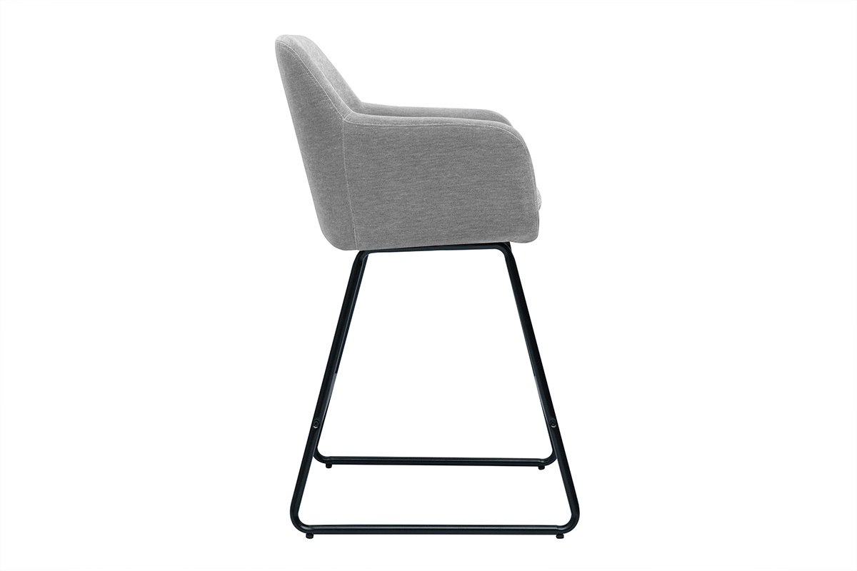 Tabouret de bar gris AMIKA avec pi�tement noir, vue lat�rale.