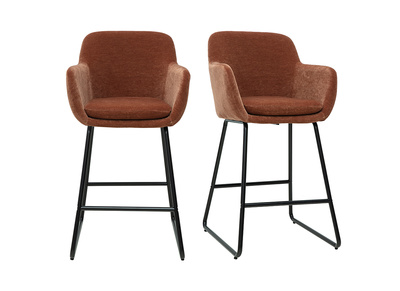 Tabourets de bar en tissu effet velours terre br&ucirc;l&eacute;e H65 cm (lot de 2) AMIKA