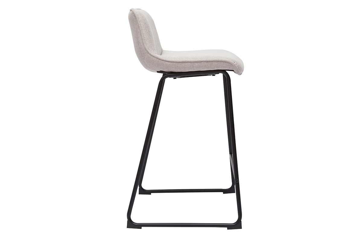 Tabourets de bar en tissu effet velours textur� beige et m�tal H65 cm (lot de 2) BOOST